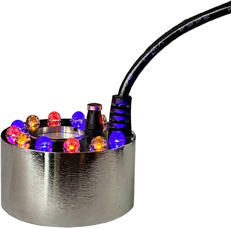 Flagmax Halloween Lights Mist Maker,Halloween Machine Ultrasonic Mist Water Pond 12 LED Red Yellow and Blue Light Flashes for Halloween Party Decorations and Rockery Fishtank Vase Birdbath Deco - Image 1